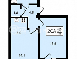 2-комнатная квартира, 49.8 м2