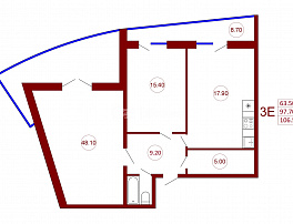 2-комнатная квартира, 106.5 м2