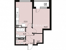 1-комнатная квартира, 49.51 м2