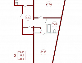 3-комнатная квартира, 123.3 м2